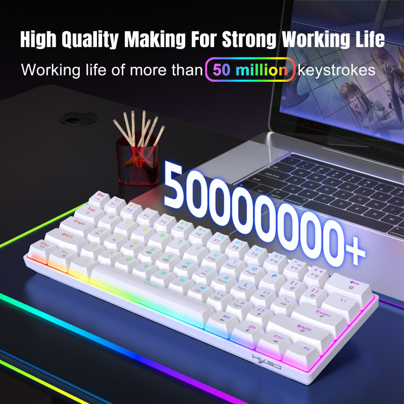V900RGB 61 key mechanical keyboard hot swappable red axis dual color injection molded keycap dazzling light compact design